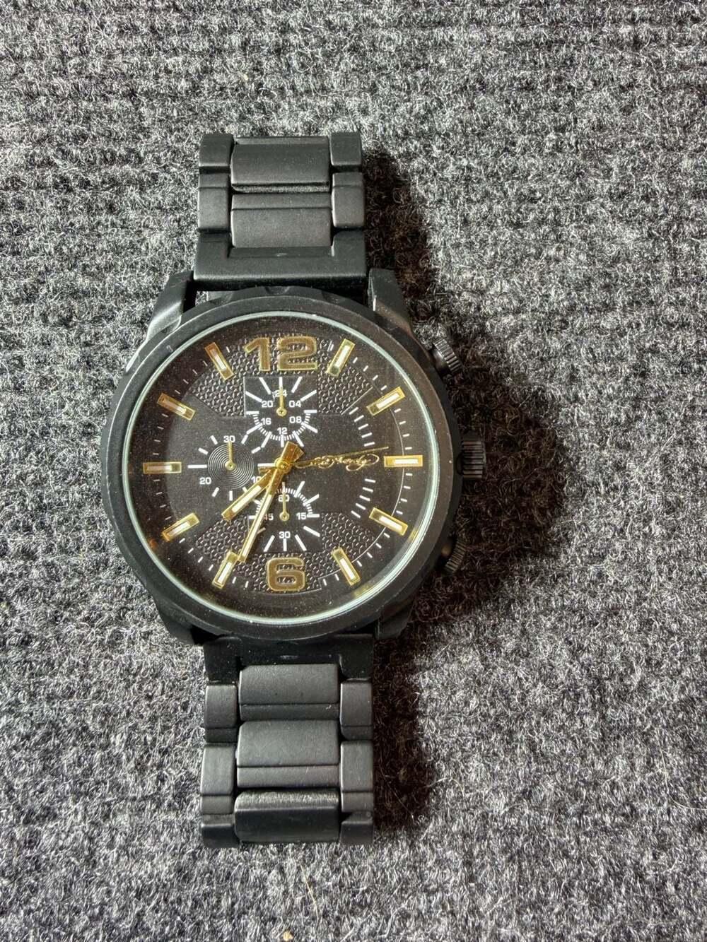 Ed Hardy Men's Matte Black Chronograph Watch 50mm